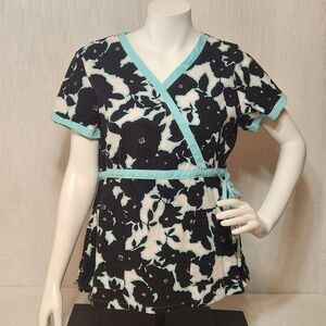 Koi Blue Black Belted Cotton Style 115PR Large